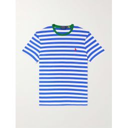 Logo-Embroidered Striped Cotton-Jersey T-Shirt