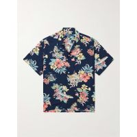 Convertible-Collar Floral-Print Woven Shirt