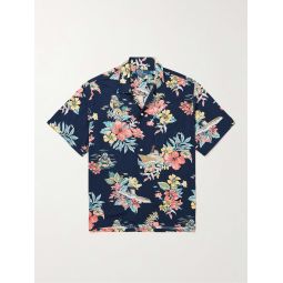 Convertible-Collar Floral-Print Woven Shirt