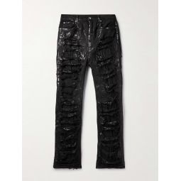 Geth Slim-Fit Straight-Leg Distressed Metallic Jeans