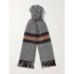 Reversible Fringed Striped Cashmere and Wool-Blend Scarf