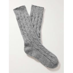 Cable-Knit Donegal Cashmere-Blend Socks
