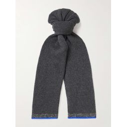 Striped Ribbed Cashmere Scarf