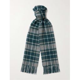 Reversible Fringed Checked Cashmere Scarf