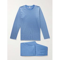 Striped Mercerised Filo di Scozia Cotton-Jersey Pyjama Set