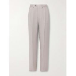 Straight-Leg Pleated Twill Suit Trousers