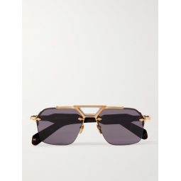 Silverton Aviator-Style Silver- and Gold-Tone and Acetate Sunglasses