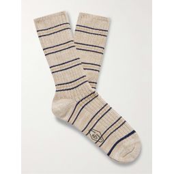 Striped Ribbed-Knit Socks