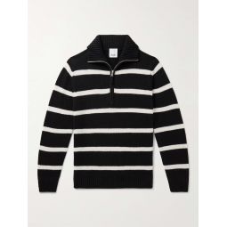 Striped Wool and Cashmere-Blend Half-Zip Sweater