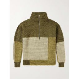 + Throwing Fits Patchwork Knitted Half-Zip Sweater