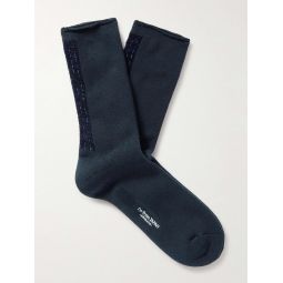 Fleece-Trimmed Cotton-Blend Socks