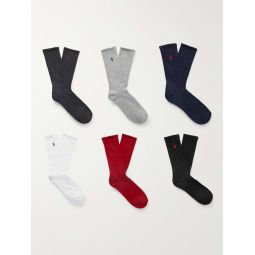 Set of Six Logo-Embroidered Cotton-Blend Socks