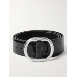 4cm Croc-Effect Patent-Leather Belt