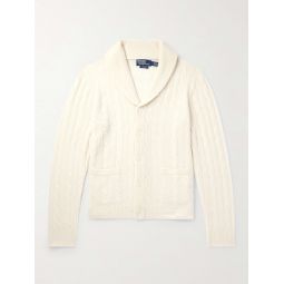 Shawl-Collar Cable-Knit Cashmere Cardigan