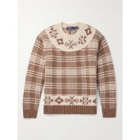 Checked Wool and Linen-Blend Sweater