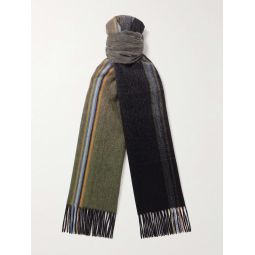 Fringed Striped Wool and Cashmere-Blend Scarf