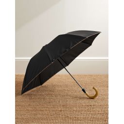 Contrast-Tipped Wood-Handle Umbrella