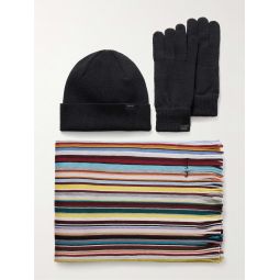 Wool Scarf, Beanie and Gloves Set