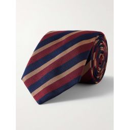 8cm Striped Mulberry Silk-Twill Tie