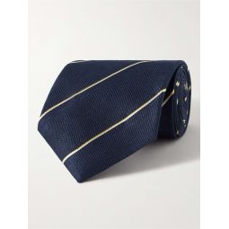 9cm Striped Linen and Mulberry Silk-Blend Twill Tie