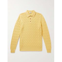 Slim-Fit Cable-Knit Cotton Polo Shirt