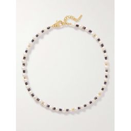 Fern Gold-Plated, Heishi, Jade and Freshwater Pearl Necklace