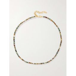 Mikel Gold-Plated, Agate and Rondelle Beaded Necklace