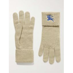 Logo-Embroidered Cashmere-Blend Gloves