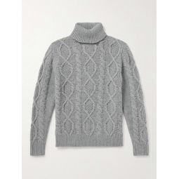 Aran Cable-Knit Wool and Cashmere-Blend Rollneck Sweater