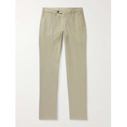 Slim-Fit Straight-Leg Garment-Dyed Cotton-Blend Twill Trousers
