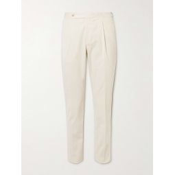 Pleated Cotton-Blend Corduroy Trousers