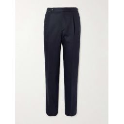 Straight-Leg Pleated Wool-Blend Flannel Suit Trousers