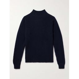 Brushed Shetland Wool Mock-Neck Sweater
