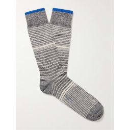 Elliot Striped Linen-Blend Socks