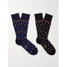 Cole Two-Pack Jacquard-Knit Cotton-Blend Socks