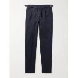 Manny Tapered Pleated Cotton-Twill Trousers