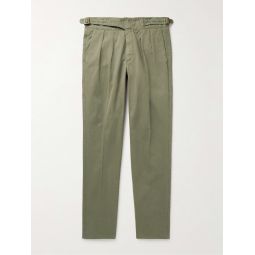 Manny Tapered Pleated Cotton-Twill Trousers