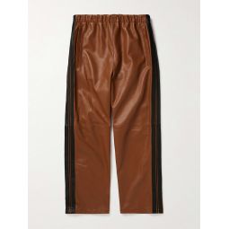 Straight-Leg Striped Nappa Leather Trousers