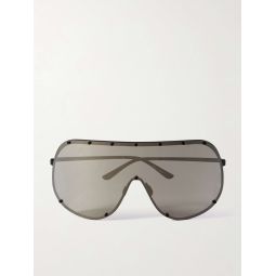 Shield Aviator-Style Stainless Steel Sunglasses