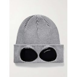Goggle Appliqued Ribbed Cotton Beanie
