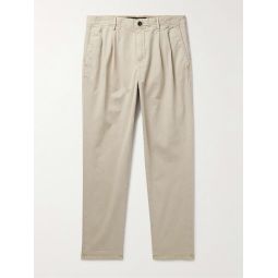 Slim-Fit Pleated Stretch-Cotton Gabardine Trousers