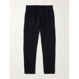 Alva Tapered Crinkled Stretch-Cotton and Wool-Blend Drawstring Trousers