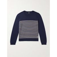 Matthew Striped Logo-Embroidered Cashmere and Cotton-Blend Sweater