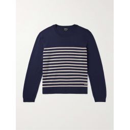 Matthew Striped Logo-Embroidered Cashmere and Cotton-Blend Sweater