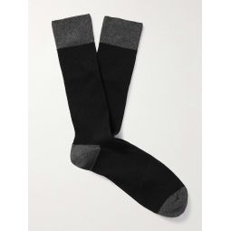 Cortland Colour-Block Ribbed Sea Island Cotton-Blend Socks