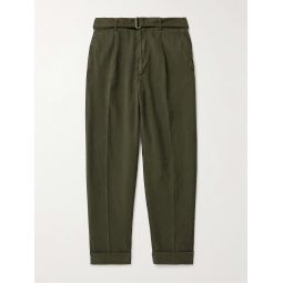 Hugo Tapered Belted Lyocell, Linen and Cotton-Blend Trousers