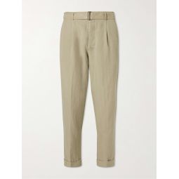 Hugo Tapered Belted Lyocell, Linen and Cotton-Blend Suit Trousers
