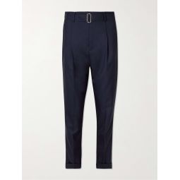 Hugo Tapered Belted Wool Suit Trousers