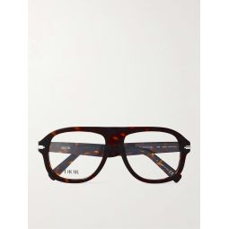 Blacksuit Tortoiseshell Acetate and Silver-Tone Aviator-Style Optical Glasses