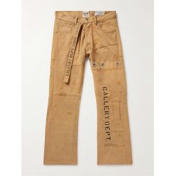Straight-Leg Embellished Printed Cotton-Canvas Cargo Trousers